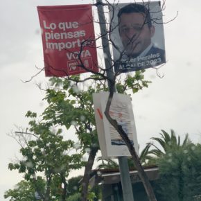 Ciudadanos denuncia el “comportamiento antidemocrático” del PSOE en Linares tras solapar las banderolas del candidato de Cs con las del candidato socialista